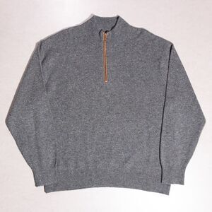 Orvis 100% Wool Gray 1/4 Quarter Zip Pullover Mock Neck Fleck Sweater Men's XL